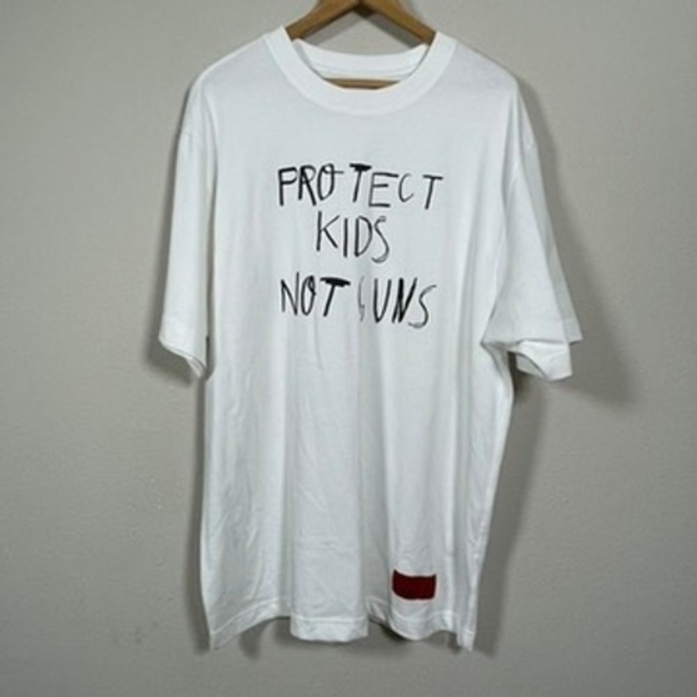 CHNGE Protect Kids Not Guns T-Shirt Mens XL White Excellent Organic Cotton Tee